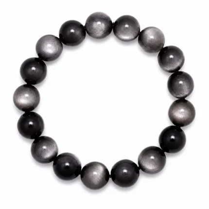 Silver Moon Gaze | Natural Double-Eye Silver Sheen Obsidian Bracelet